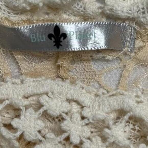 Blue Planet Cottage Core Whimsical Lace Cream Boho Indie Coachella Top Size M - Picture 4 of 5